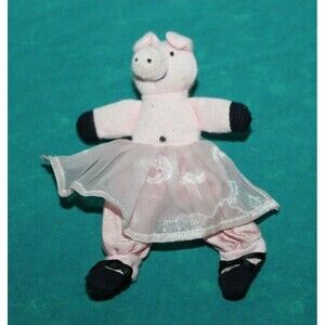 Manhattan Toy Ballet Pig Tiptoe Finger Hand Puppet Pink Black 6" Cute HTF Plush